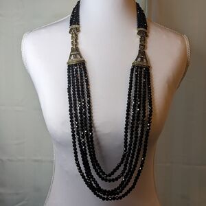 Heidi Daus Master Clasp Black Crystal Bead Multi-Strand Necklace & 2 Bracelets